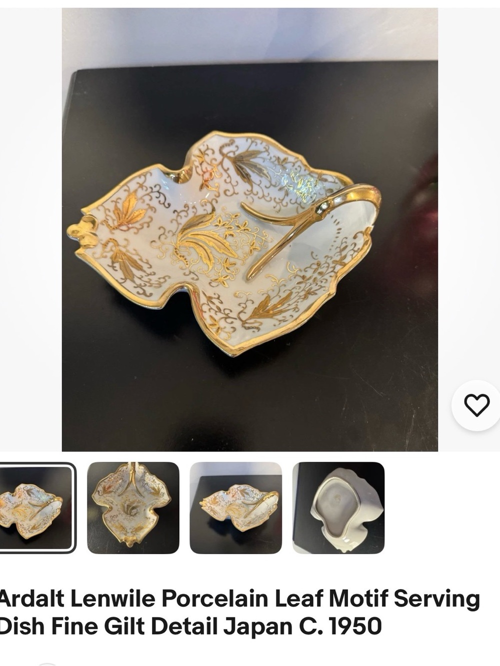 White and Gold Porcelain Leaf Serving Dish